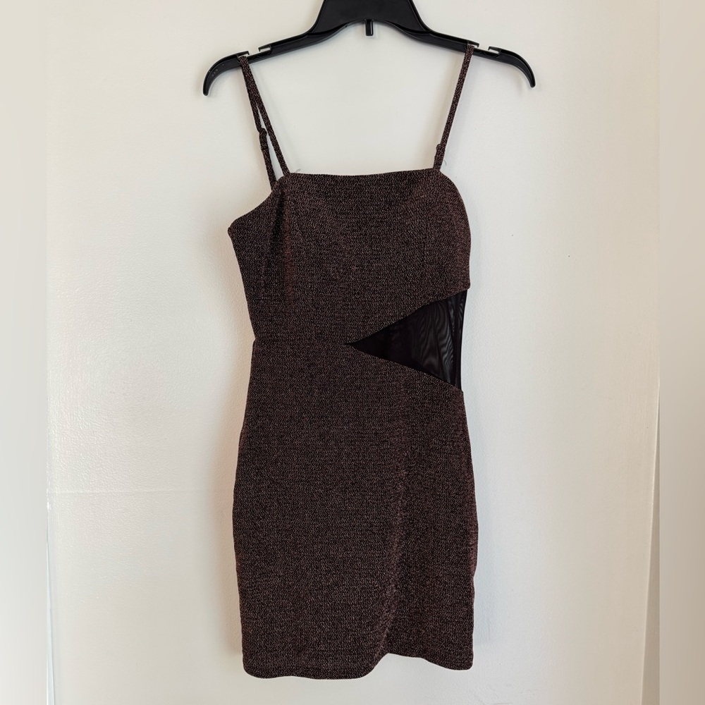 Trixxi Brown Mini Dress with Cut-Out Detail